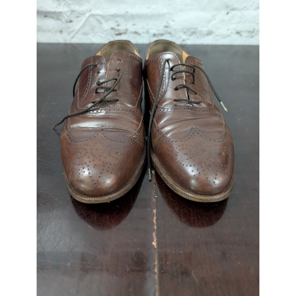 VTG 80s 90s Bruno Magli Italian Wingtip Brogue Oxfords Mens 7.5 Leather Italy - Picture 8 of 8